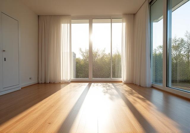 Interior moderno tras una reforma con acabados brillantes